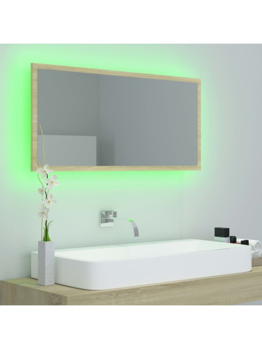 LED vannitoa peeglikapp, sonoma tamm, 90x8,5x37 cm, akrüül