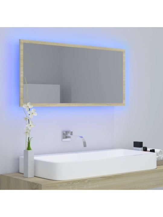 LED vannitoa peeglikapp, sonoma tamm, 90x8,5x37 cm, akrüül