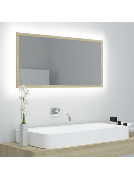 LED vannitoa peeglikapp, sonoma tamm, 90x8,5x37 cm, akrüül