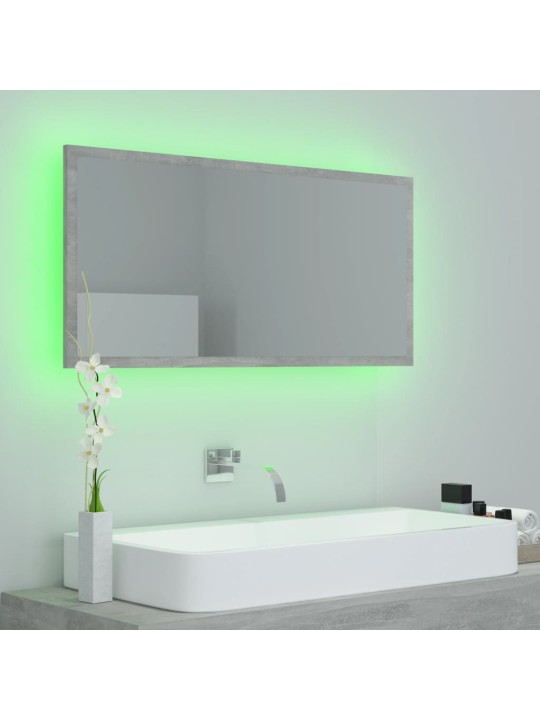 LED vannitoa peeglikapp, betoonhall, 90x8,5x37 cm, akrüül