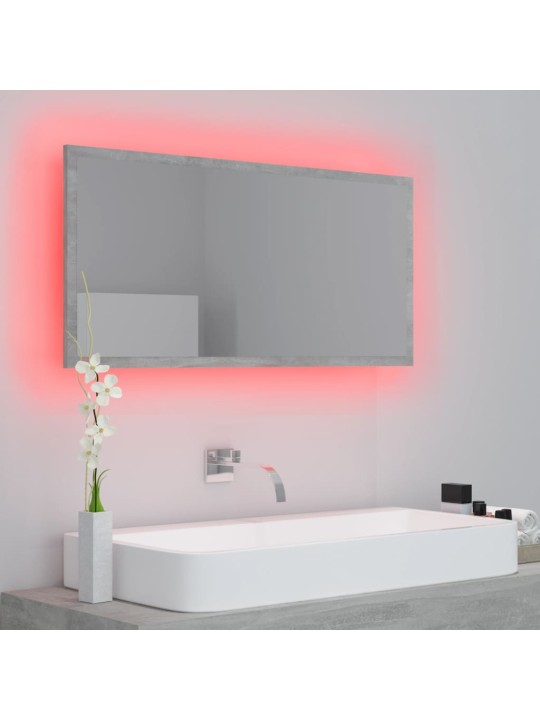 LED vannitoa peeglikapp, betoonhall, 90x8,5x37 cm, akrüül