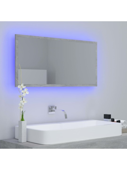 LED vannitoa peeglikapp, betoonhall, 90x8,5x37 cm, akrüül