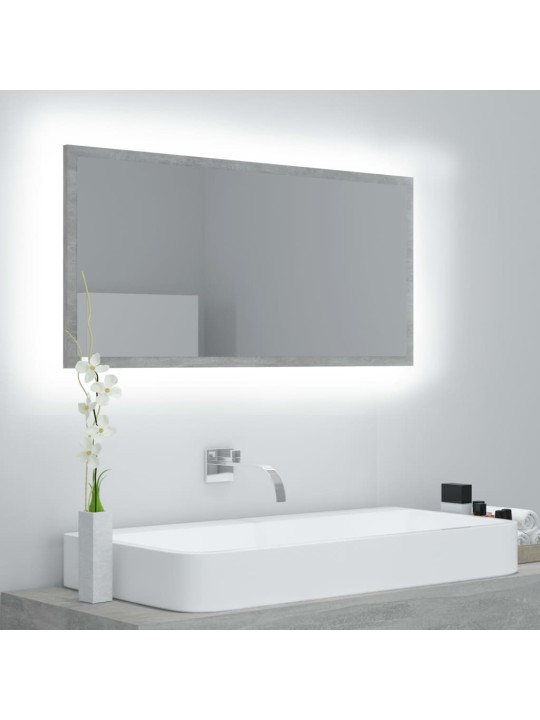 LED vannitoa peeglikapp, betoonhall, 90x8,5x37 cm, akrüül