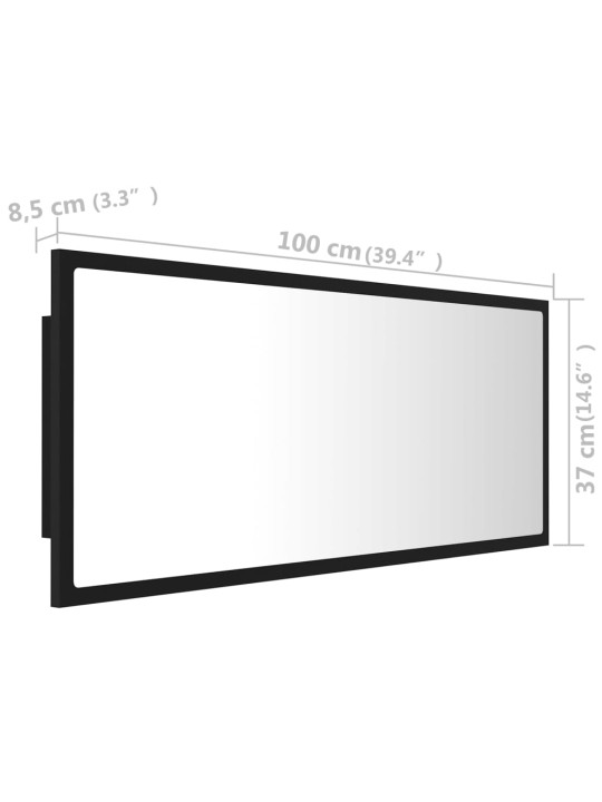 Led vannitoa peeglikapp, must, 100x8,5x37 cm, akrüül