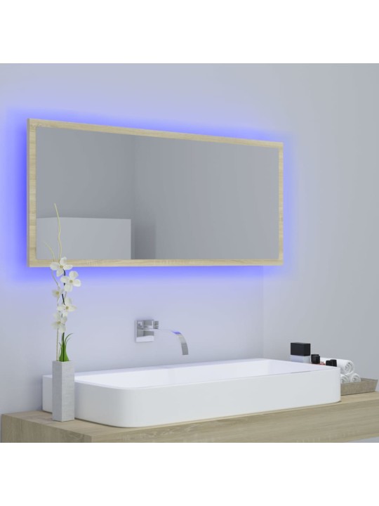 LED vannitoa peeglikapp, sonoma tamm, 100x8,5x37 cm, akrüül