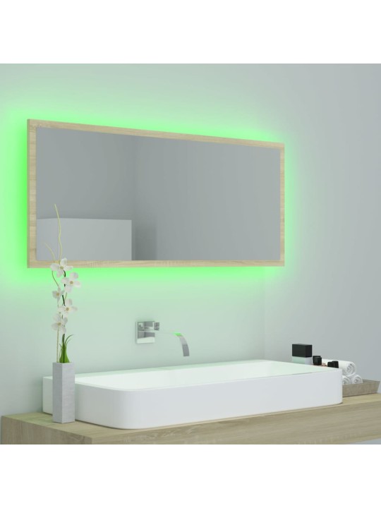 LED vannitoa peeglikapp, sonoma tamm, 100x8,5x37 cm, akrüül