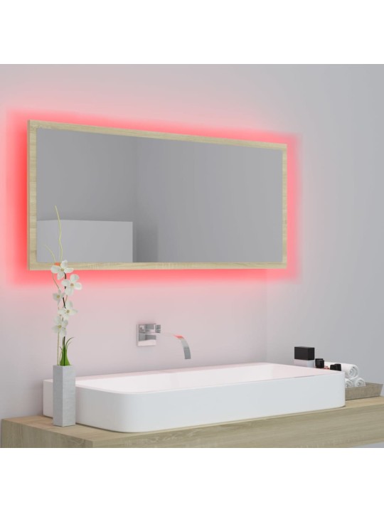 LED vannitoa peeglikapp, sonoma tamm, 100x8,5x37 cm, akrüül