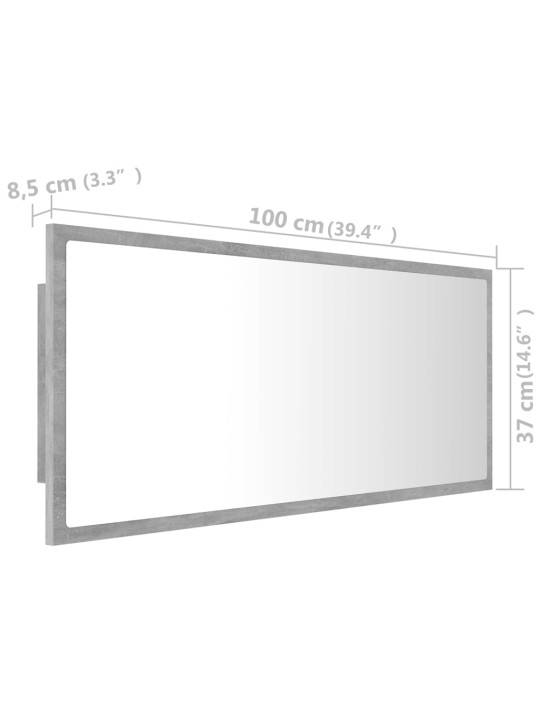 LED vannitoa peeglikapp, betoonhall, 100x8,5x37 cm, akrüül