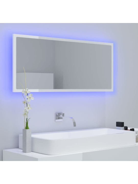 LED vannitoa peeglikapp, kõrgläikega valge, 100x8,5x37, akrüül