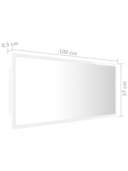 LED vannitoa peeglikapp, kõrgläikega valge, 100x8,5x37, akrüül