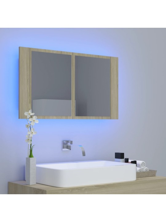 LED-peeglikapp sonoma tamm 80x12x45 cm, akrüül