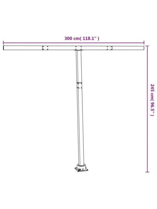 Varikatuse postide komplekt, valge, 300 x 245 cm, raud