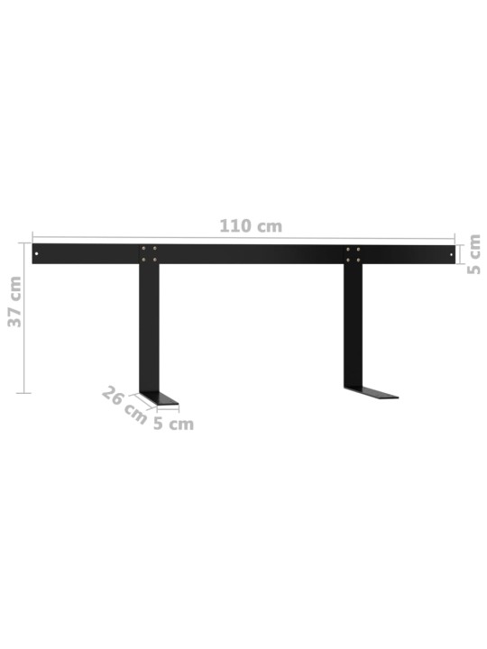 Kaubaalustest diivani seljatugi must 110 cm raud