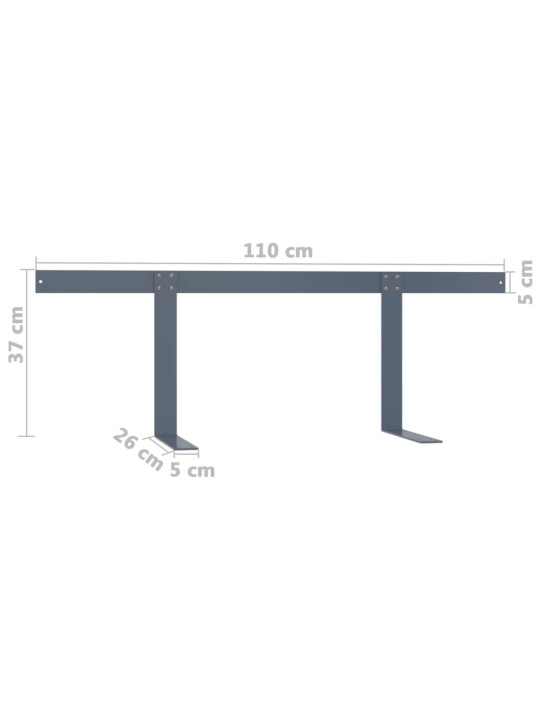 Kaubaalustest diivani seljatugi helehall 110 cm raud