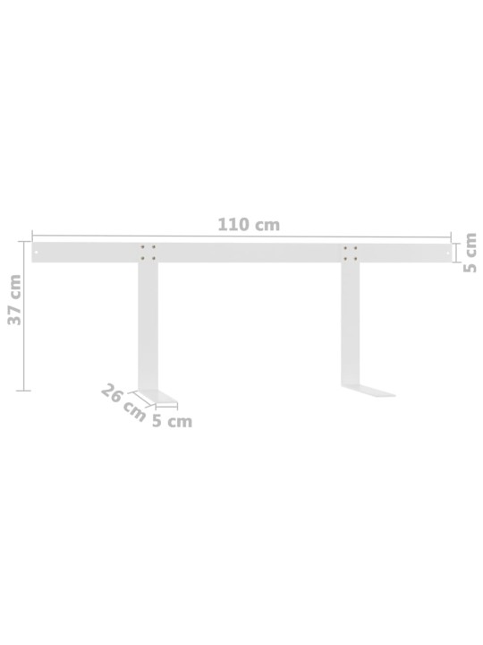 Kaubaalustest diivani seljatugi valge 110 cm raud
