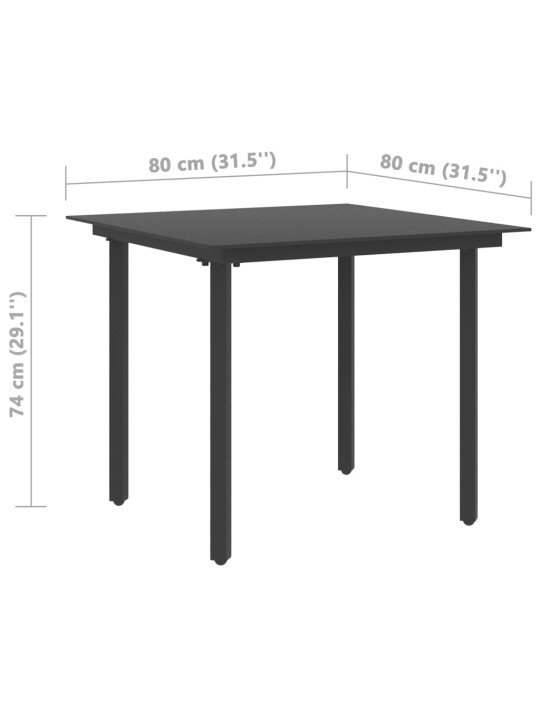 3-osaline aiamööblikomplekt, pvc-rotang, must