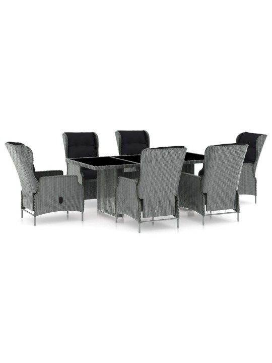 7-osaline aiamööblikomplekt patjadega, polürotang, helehall
