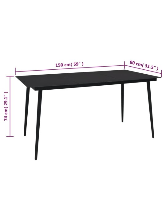 5-osaline aiamööbli komplekt, must, pvc-rotang