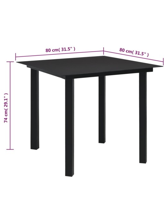 5-osaline aiamööbli komplekt, must, pvc-rotang