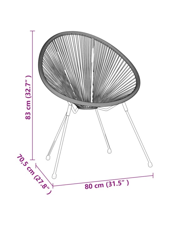 3-osaline aiamööbli komplekt, pvc-rotang, must