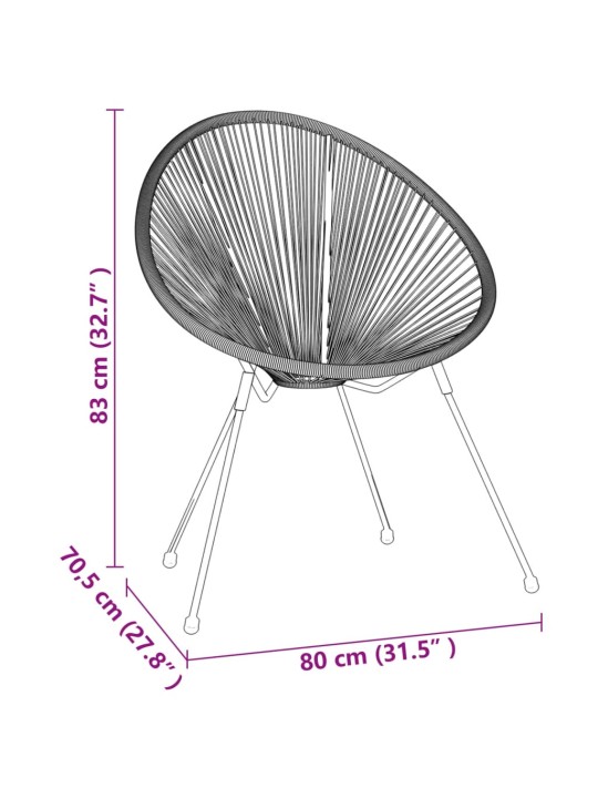 5-osaline aiamööbli komplekt, pvc-rotang, must