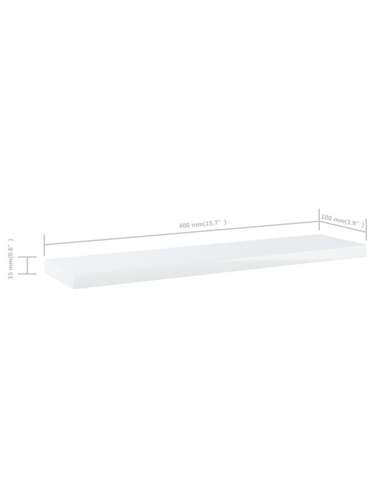 Riiuliplaadid 4 tk, valge, 40x10x1,5 cm, puitlaastplaat