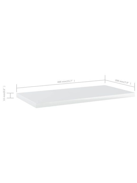 Riiuliplaadid 4 tk, valge, 40x20x1,5 cm, puitlaastplaat