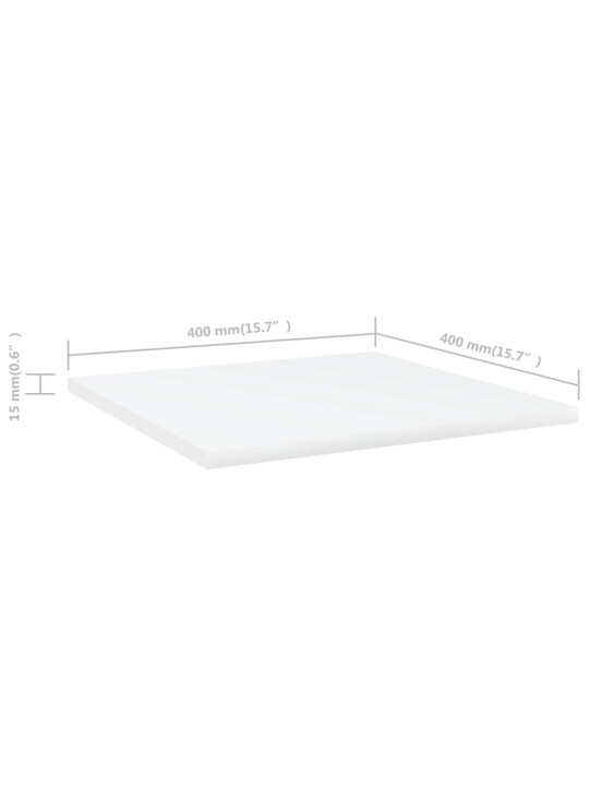 Riiuliplaadid 4 tk, valge, 40x40x1,5 cm, puitlaastplaat