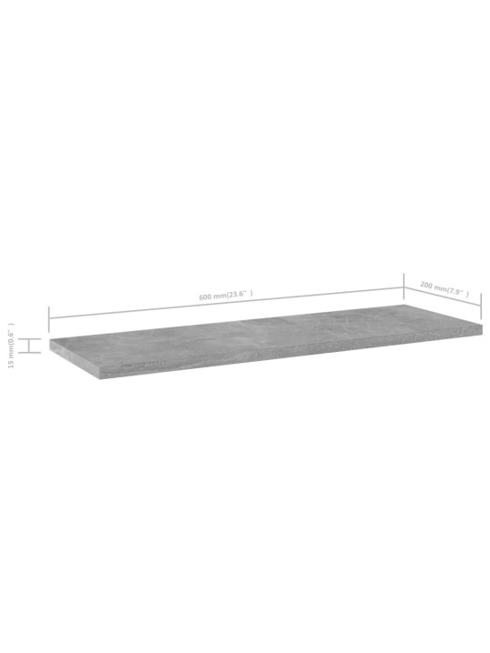 Riiuliplaadid 4 tk, betoonhall, 60x20x1,5 cm, puitlaastplaat