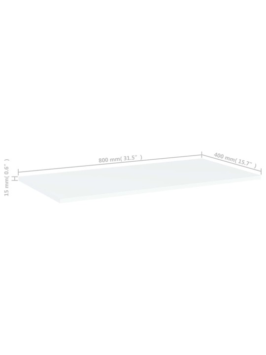Riiuliplaadid 4 tk, valge, 80x40x1,5 cm, puitlaastplaat