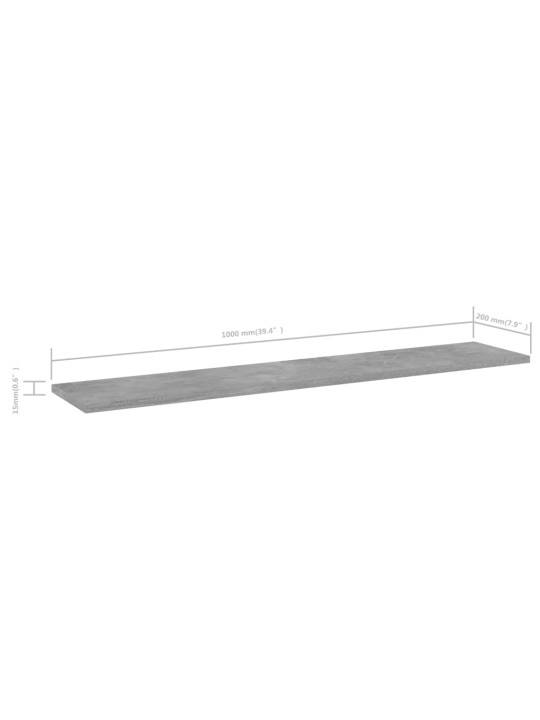 Riiuliplaadid 4 tk, betoonhall, 100x20x1,5 cm, puitlaastplaat