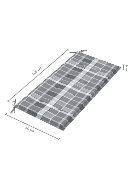 Aiapink halli ruudumustriga padjaga, 112 cm, toekas tiikpuu