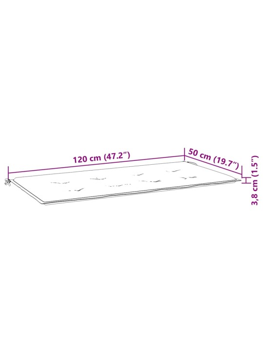 Virnastatav aiapink padjaga, 128,5 cm, toekas tiikpuu