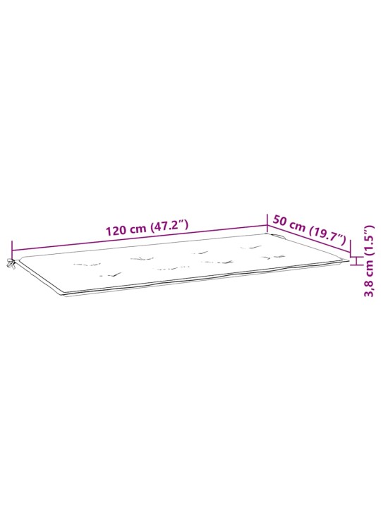 Virnastatav aiapink padjaga, 128,5 cm, toekas tiikpuu