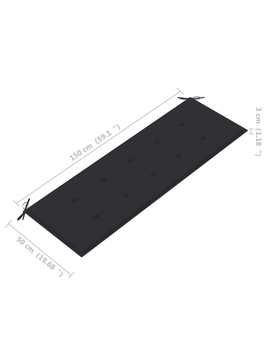 Virnastatav aiapink padjaga, 159 cm, toekas tiikpuu