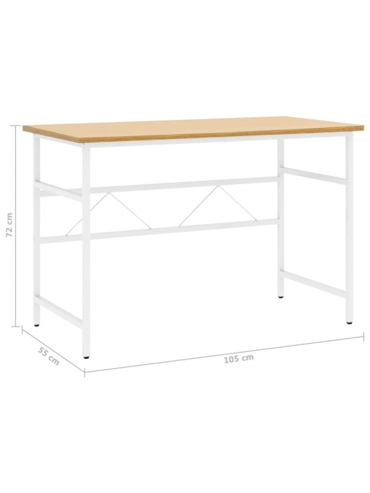 Arvutilaud, valge ja hele tamm, 105 x 55 x 72 cm, mdf ja metall