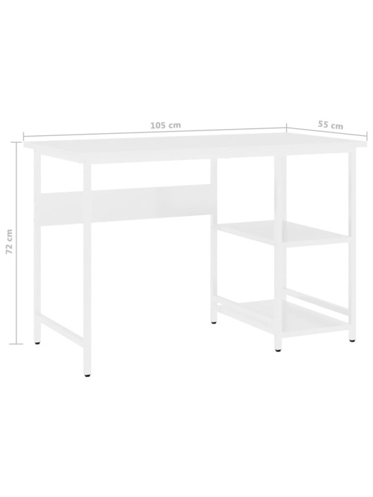 Arvutilaud, valge, 105 x 55 x 72 cm, mdf ja metall