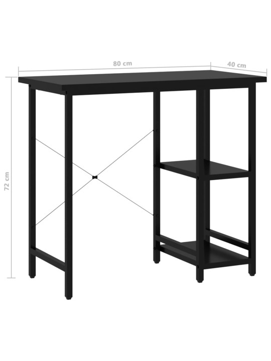 Arvutilaud, must, 80 x 40 x 72 cm, mdf ja metall