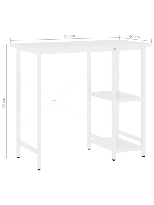 Arvutilaud, valge, 80 x 40 x 72 cm, mdf ja metall