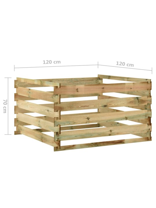 Liistudega kompostikast 120 x 120 x 70 cm, immutatud männipuit