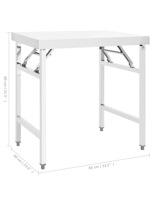 Köögi kokkupandav töölaud, 85 x 60 x 80 cm, roostevaba teras