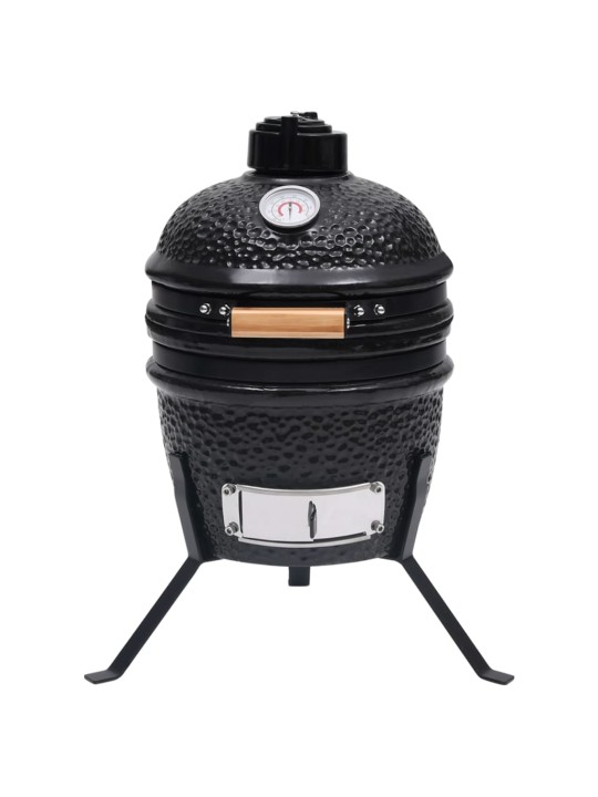 Kaks ühes kamado grill-suitsuahi, keraamiline, 56 cm, must