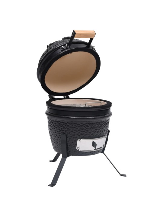 Kaks ühes kamado grill-suitsuahi, keraamiline, 56 cm, must