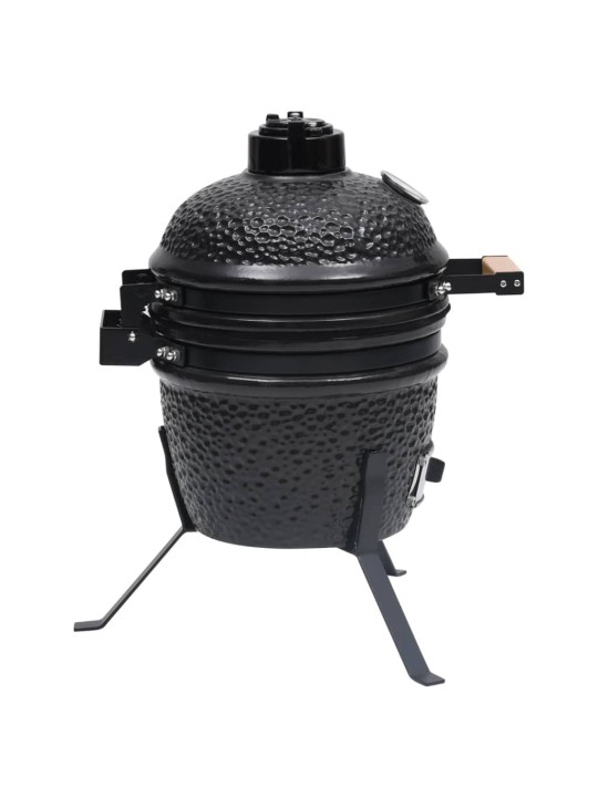 Kaks ühes kamado grill-suitsuahi, keraamiline, 56 cm, must