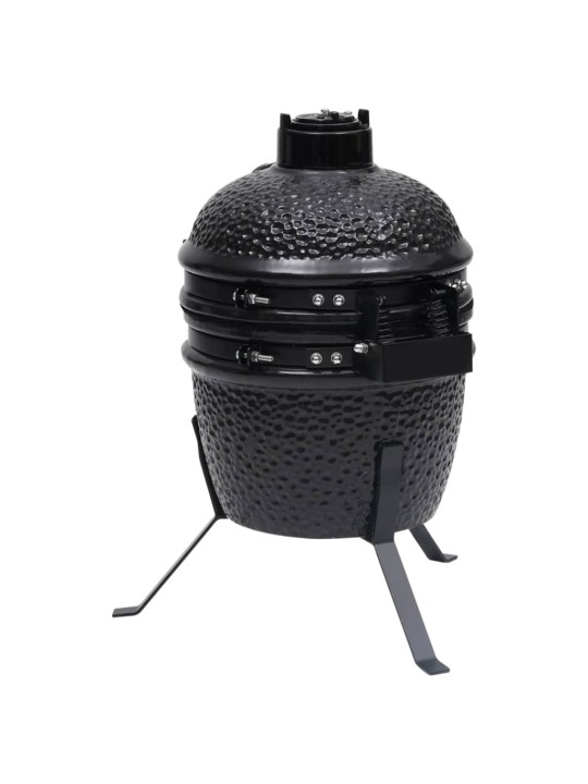 Kaks ühes kamado grill-suitsuahi, keraamiline, 56 cm, must