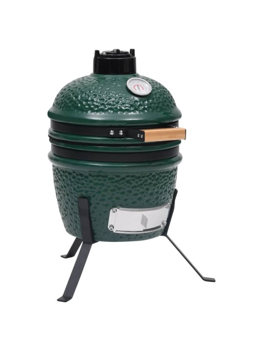 Kaks ühes kamado grill-suitsuahi, keraamiline, 56 cm, roheline