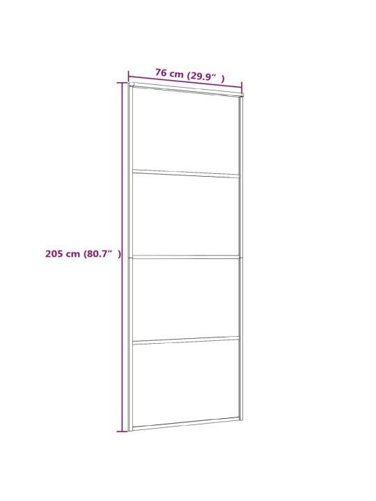 Liuguks, alumiinium ja esg-klaas, 76 x 205 cm, must