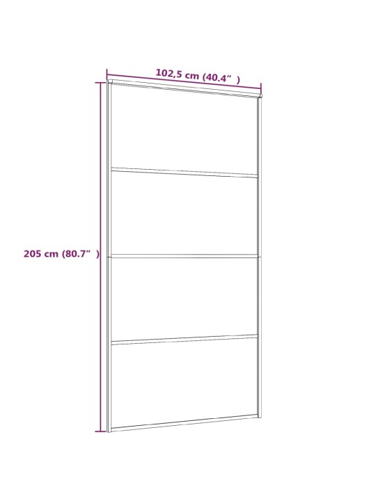 Liuguks, alumiinium ja esg-klaas, 102,5 x 205 cm, must