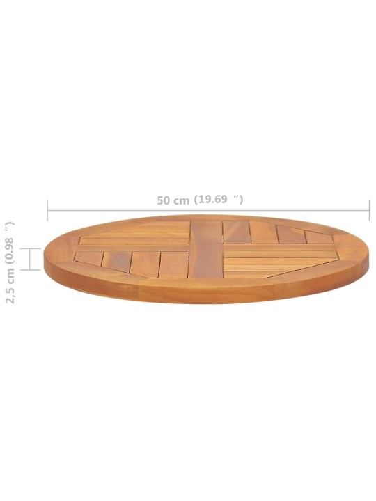 Lauaplaat, tiikpuu, ümmargune, 2,5 cm, 50 cm