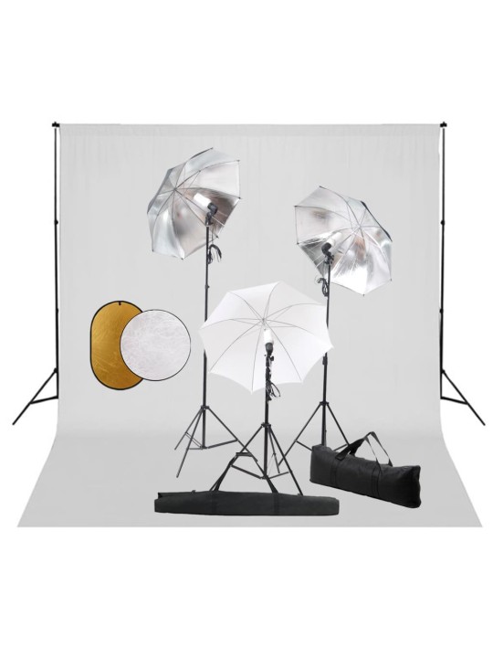 FOTOSTUUDIOKOMPLEKT LAMBID, VIHMAVARI, TAUSTAPILT JA REFLEKTOR